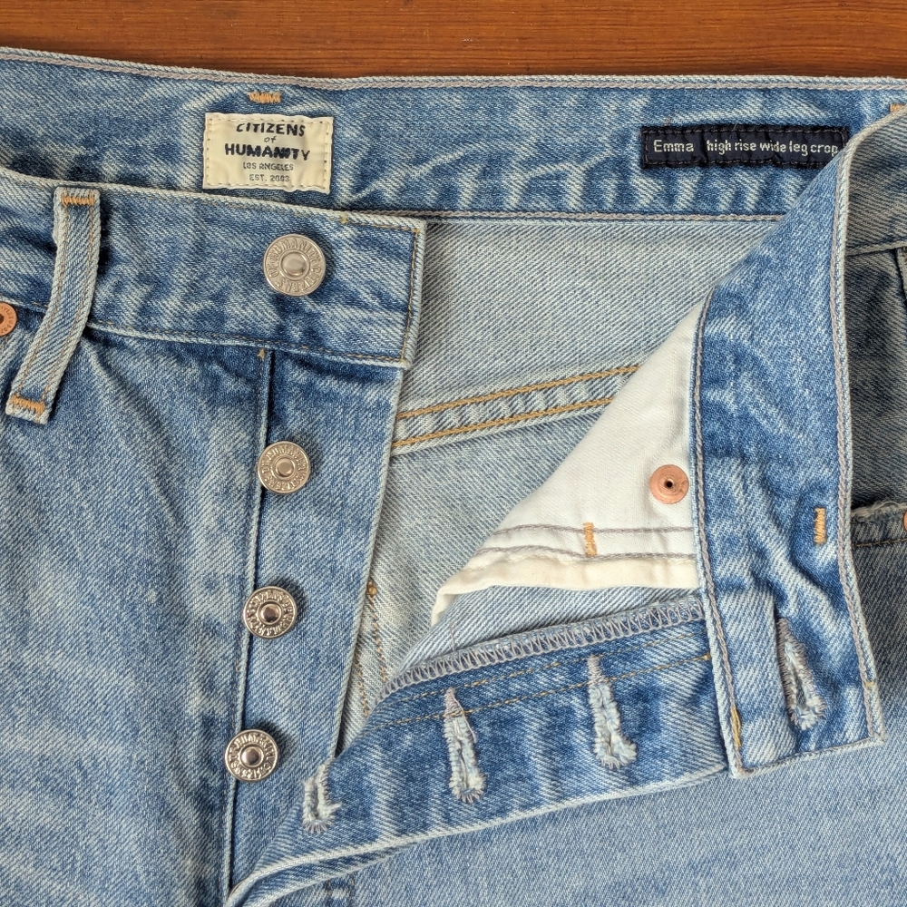Citizens of Humanity Emma High Rise Wide Leg Crop Jeans Stax Wash Sz 26 - Picture 4 of 14